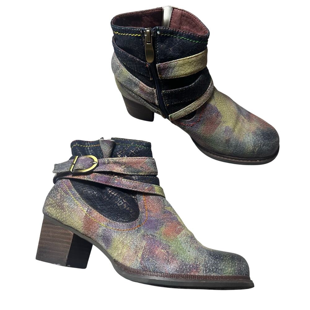 L'Artiste Shazzam Leather Colorful Ankle Booties